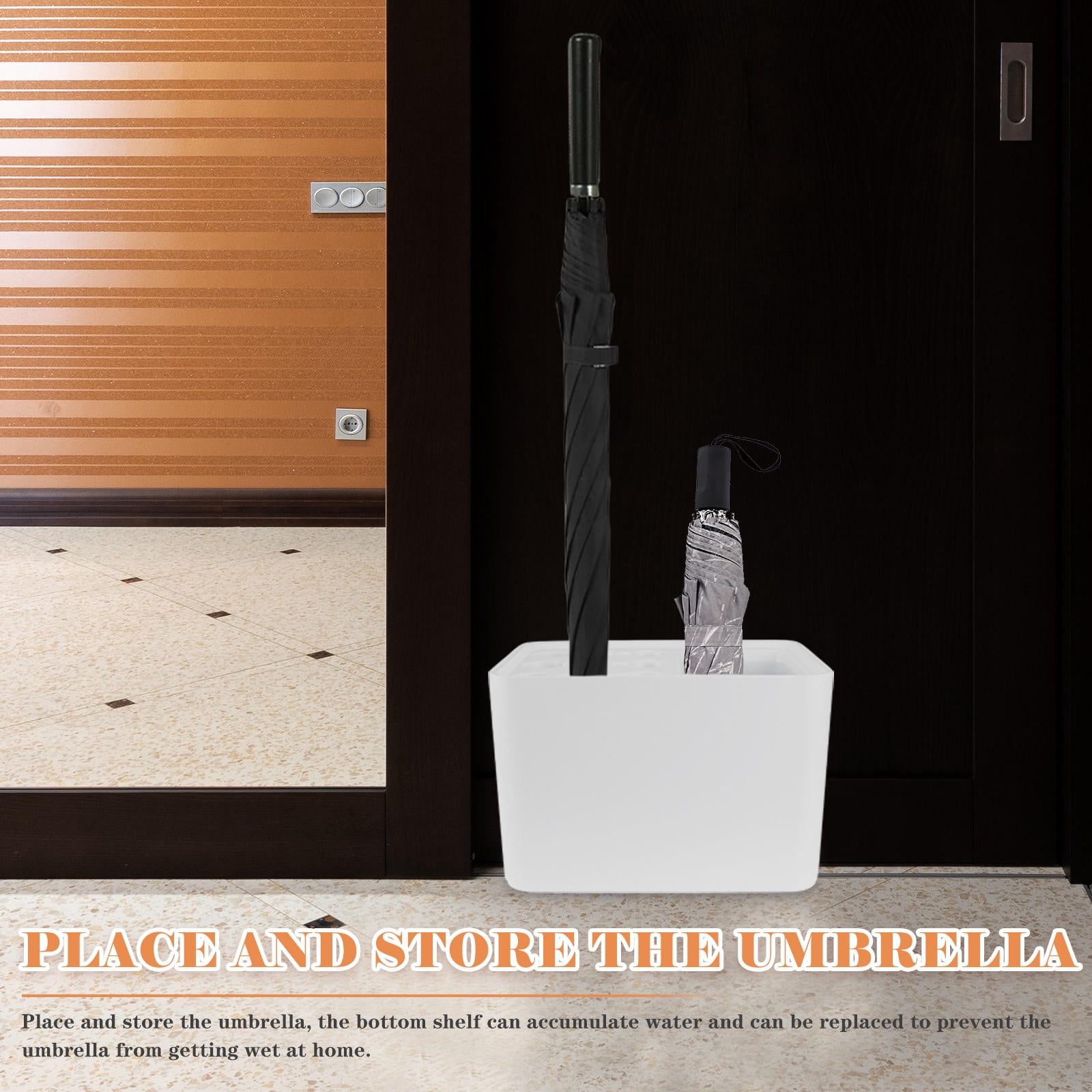BESTYASH 1Pack Tall Umbrella Stand Holder White for Lightweight Items Storage
