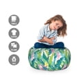 thumbnail image 2 of Tropical Storage Toy Bag Chair, Watercolor Hawaiian Foliage Composition Fern and Monstera Leaves Exotic Nature, Stuffed Animal Organizer Washable Bag, Small Size, Multicolor, by Ambesonne, 2 of 3