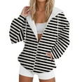thumbnail image 2 of XIAONU Womens Hoodies Striped Printed Zip Up Drawstring Hooded Sweatshirt Waist Tie Long Sleeves Comfortable For Outdoor Sports Hoodie, 2 of 5