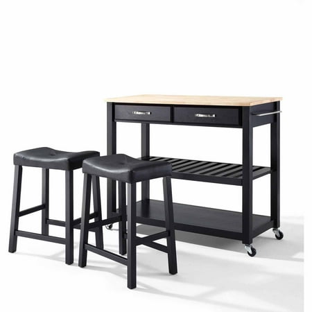 Crosley Natural Wood Top Kitchen Cart Island In Black Crosley Natural Wood Top Kitchen Cart Island In Black