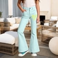 thumbnail image 2 of School Pants for Girls 5T Flare Pants High Waisted Bell Bottoms School Uniform Outfits Back To School Clothes Light Blue, 2 of 4