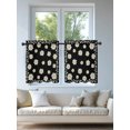 thumbnail image 4 of Black Spring Floral Tier Curtains 24 Inch Length,Sheer Curtains for Bedroom Living Room Daisy Flowers Elegant Farmhouse Art Short Kitchen Curtains Drapes for Small Half Window 27.5"x24" 2 Panels, 4 of 7