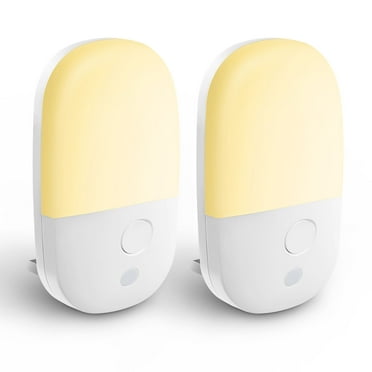 YOOVEE Plug-in Dimmable Night Light with Sensor, Warm White LED, 2-Pack for Bedroom, Bathroom, Hallway - Kids & Adults