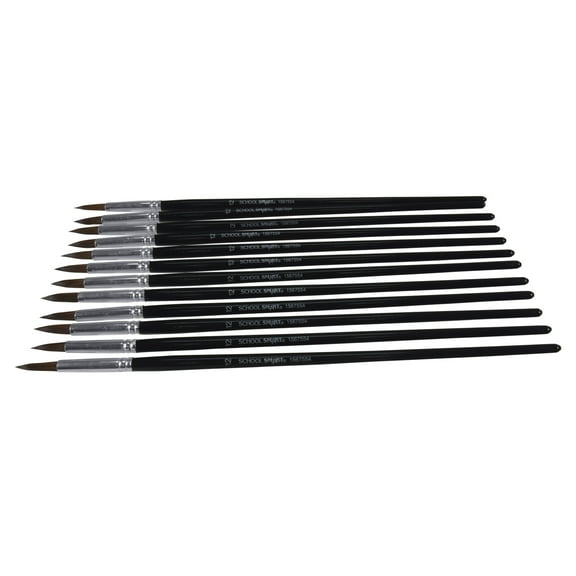 Watercolor Paint Brushes, Long Handle, Size 12, Set of 12