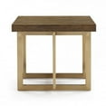 thumbnail image 2 of Modern Style Wooden End Table with Cross Cut Metal Legs, Brown and Bronze, 2 of 3
