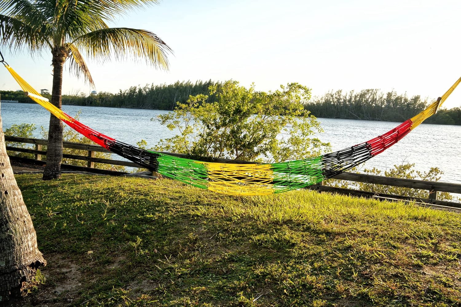 Naturejam Rasta Hammock-Portable Jamaican Camping Mesh Rope Hammock with Carrying Bag and Tree Straps
