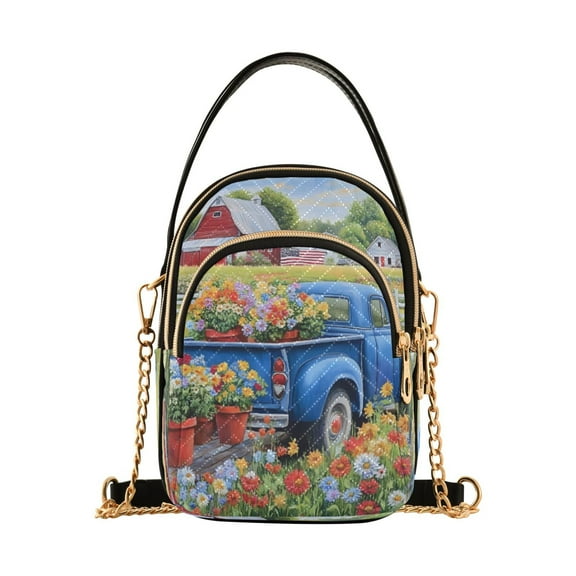 ALAZA Chain Crossbody Bags for Women Floral in Truck Shoulder Handbag Phone Purse