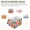 thumbnail image 6 of Yayeee Collapsible Cube Storage Bin with Lid Fabric Closet Decorative Basket with Handles, Pink Floral Blooms, 6 of 7