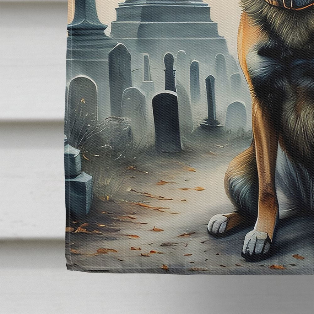 Halloween Belgian Malinois Dog House Flag 28x40IN Double-Sided Polyester Decorative Sleeve Pole Flag for Outdoor Home Garden