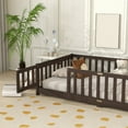 thumbnail image 5 of Bellemave Twin Size Floor Beds with Door, Wood Montessori Bed with Fence Railings & Support Slats, No Box Spring Needed (Espresso), 5 of 8