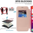 thumbnail image 6 of for iPhone 16 Wallet Case with RFID Blocking Credit Card Holder,Compatible with MagSafe,PU Leather Flip Kickstand Shockproof Cover Women Men for iPhone 16 Phone case,Pink, 6 of 8
