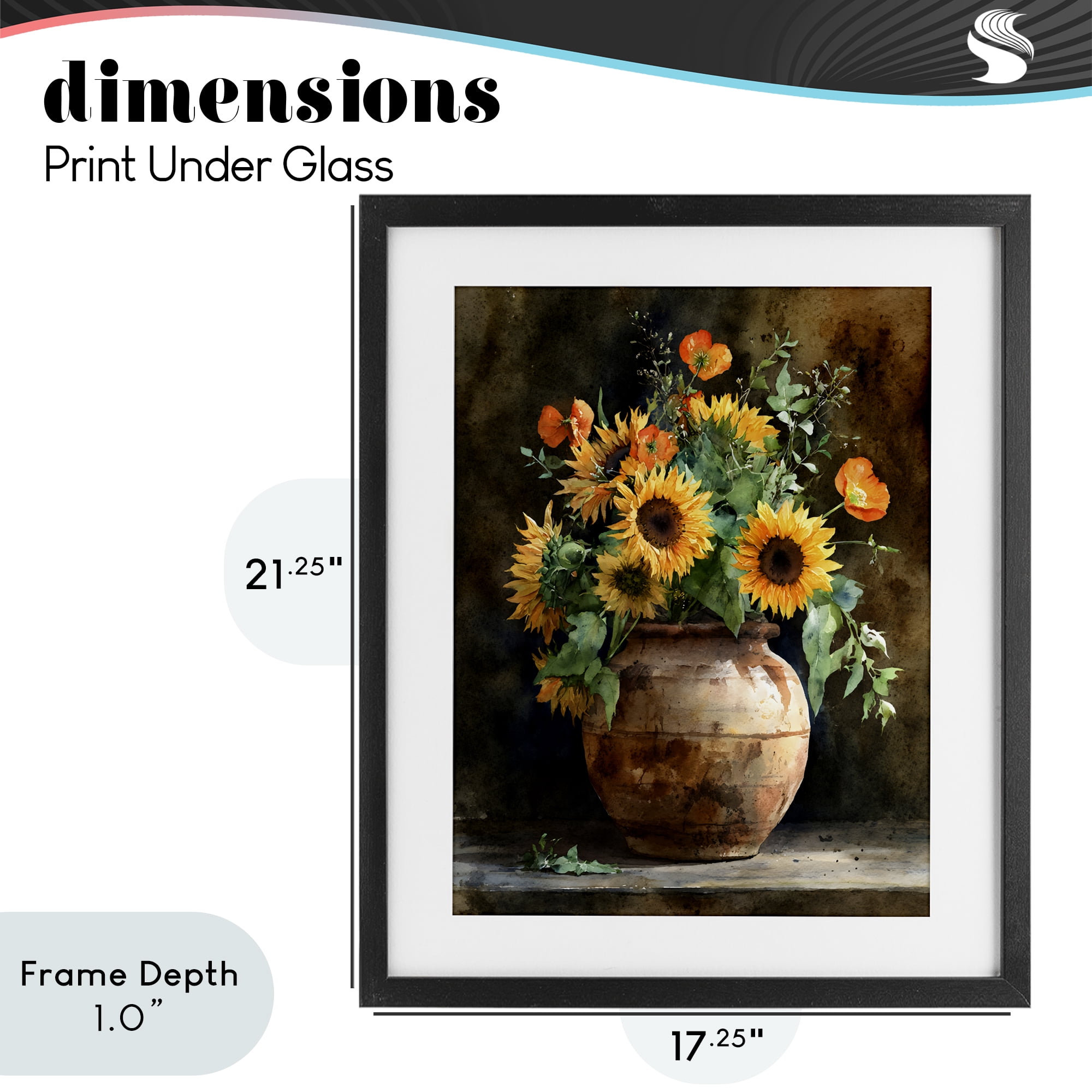 Stupell Industries Rustic Sunflower Display Black Framed Print Under Glass, design by Franklyn Gregory