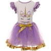 Little Girl Kids 2 PCS Unicorn T-Shirt Top Tutu Tulle Skirt Clothing Set White Lilac 4 M 503258 BNY Corner