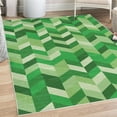 thumbnail image 1 of Geometrical Decorative Rug, Modern Herringbone Pattern with Zigzag Twisty Stripes Image Illustration, Quality Carpet for Bedroom Dorm and Living Room, 6 Sizes, Fern Green, by Ambesonne, 1 of 4