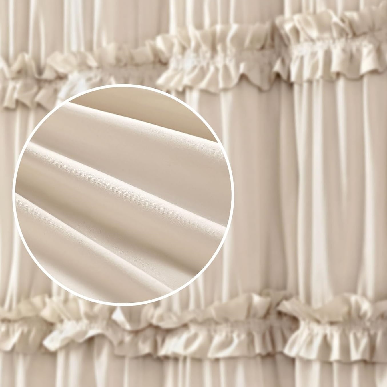 Psoiuetr Ruffle Vintage Shower Curtain Boho Farmhouse Shower Curtain for Bathroom Beige 72" L x 72" W