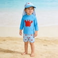 thumbnail image 2 of Boys Swimwear 3 Piece Rash Guard Swim Shirt Trunks Hat Cartoon Print Beach Outfit Clothes, 2 of 5