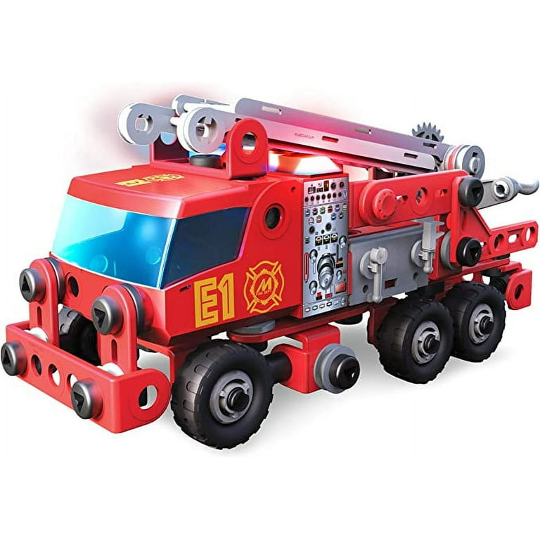 Meccano Junior, Rescue Fire Truck with Lights and Sounds STEAM Building  Kit, for Kids Aged 5 and up 