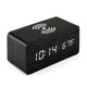 thumbnail image 1 of Reloj despertador de madera con base de carga inalámbrica Qi, compatible con iPhone y Samsung, reloj digital LED de madera, color negro., 1 of 5