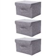 thumbnail image 3 of POINTERTECK 3X Boîtes de Rangement Pliables en Tissu de Coton et Lin avec Couvercles et Poignées, 3 of 8