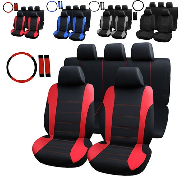 TIANLAIMEI Full Set Car Seat Covers with Steering Wheel Cover and Seat Belt Shoulder Protector Set, Automotive Seat Cushion Car Accessories Fits Most Cars