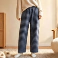 thumbnail image 5 of Women's Stripe Pajama Pants Casual Elastic Waist Loose Wide Leg Lounge Bottoms Comfy Casual Breathable Everyday Wear, 5 of 7