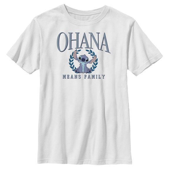 Boy's Lilo & Stitch Ohana Means Family University Graphic Tee White Small