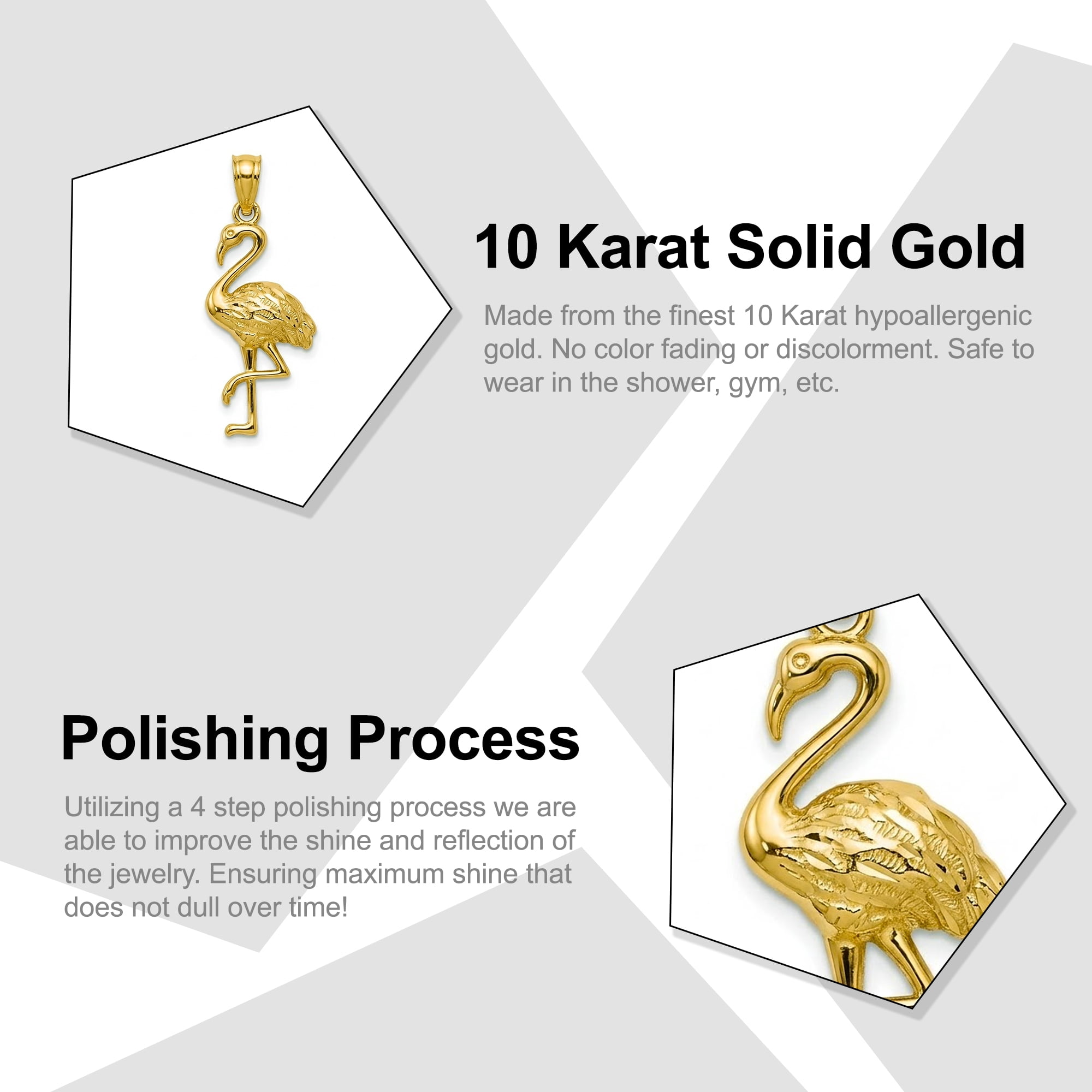Charm America - Gold Flamingo Charm - 10 Karat Solid Gold
