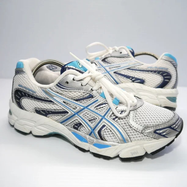 Asics Women's Gel-Phoenix 3 Sneaker Womens Sz 8 T167N Silver Navy Lace-Up Shoes