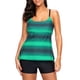 thumbnail image 1 of Traje de baño de dos piezas Traje de baño de dos piezas con estampado degradado de talle alto y espalda cruzada para mujer para fiesta en la piscina Verde M, 1 of 4