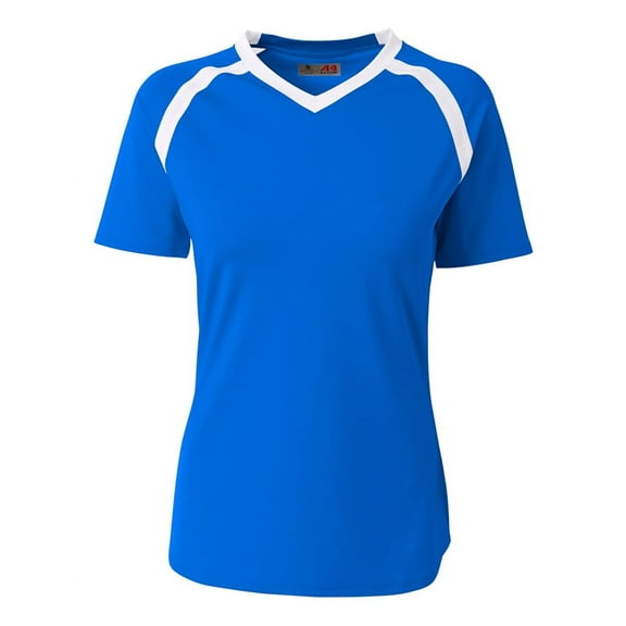 A4 Ace Short Sleeve Volleyball Jersey For Women in Royal/White | NW3019