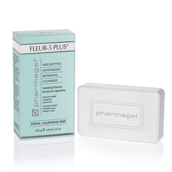 Pharmagel Fleur-5 Plus Barra de limpieza suave antioxidante | Jabón natural diario para baño y lavado facial | Jabón de limpieza profunda para pieles sensibles - 5.3 oz