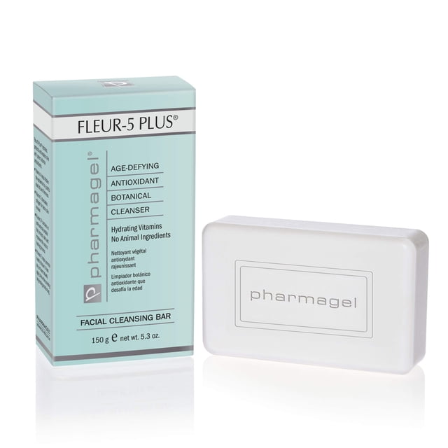 Pharmagel Fleur-5 Plus Barra de limpieza suave antioxidante | Jabón natural diario para baño y lavado facial | Jabón de limpieza profunda para pieles sensibles - 5.3 oz