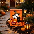 thumbnail image 3 of QISIWOLE Halloween Garden Flag, 18x12in Witch Ghost Black Cat Pumpkin Waterproof Yard Banner for Outdoor Decor, 3 of 6