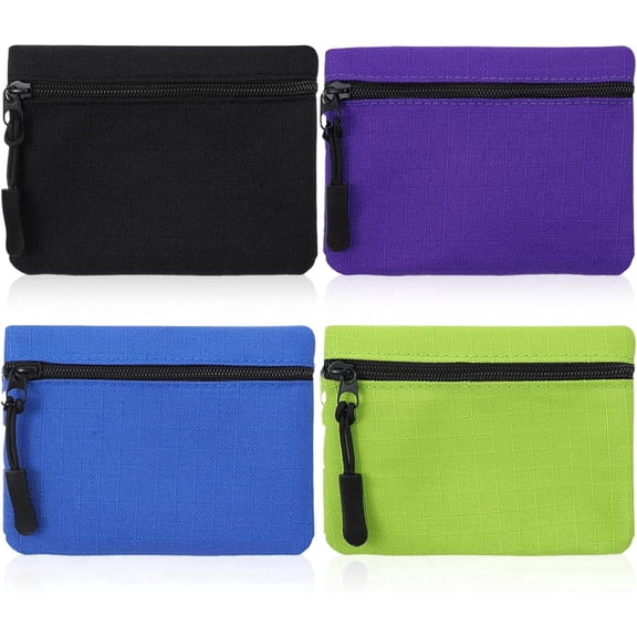 Haimei Zipper Simple Style Clip Coin Purse, Green, Blue, Gray, Purple, 4-Piece