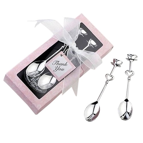 Windfall Spoon Coffee Teaspoon Set, Stainless Steel Tea Spoon Dessert Spoon, 1Pair Heart Tea Coffee Drinking Spoon Teaspoon Bridal Shower Wedding Party Favor for Stirring Drink Mixing Milkshake Jam
