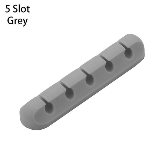 Multi Color Professional Silicone Charger Cable Holder Clips Cord Organizer Cable Winder Wire Storage Line Fixer GREY 5 SLOT