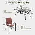 thumbnail image 6 of Summit Living 7-Piece Outdoor Patio Dining Set with 6 Textilene Chairs & 1 Metal Steel Table with Umbrella Hole, Black & Red, 6 of 10