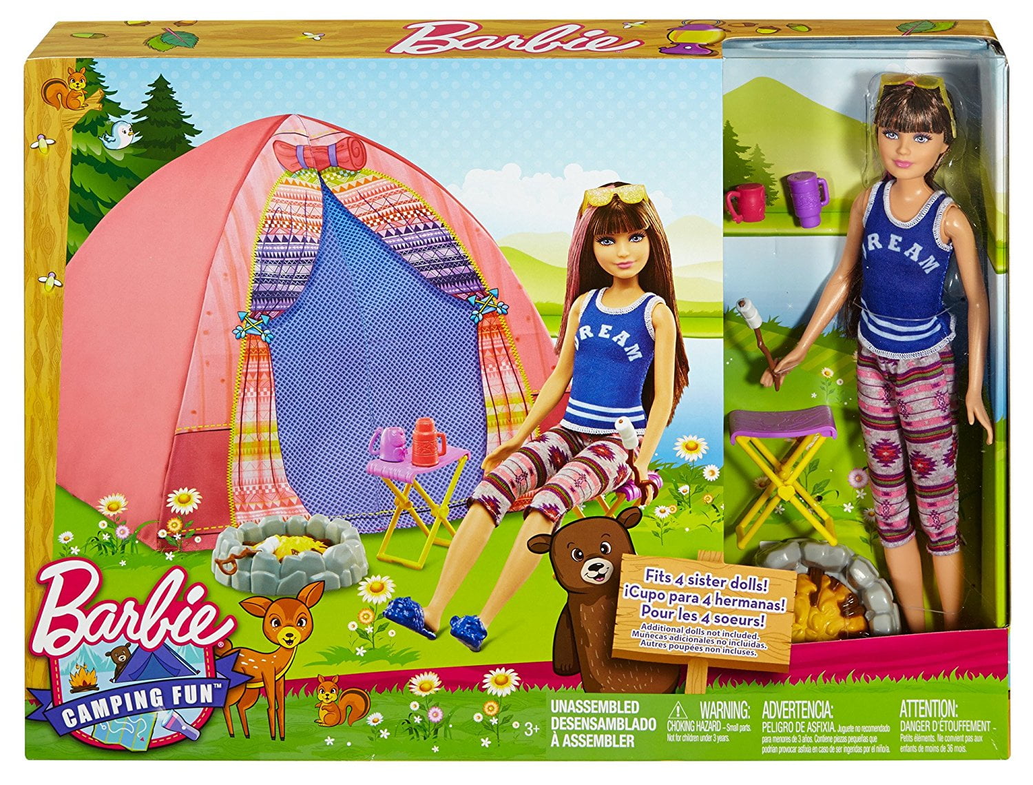 barbie camping fun and doll playset
