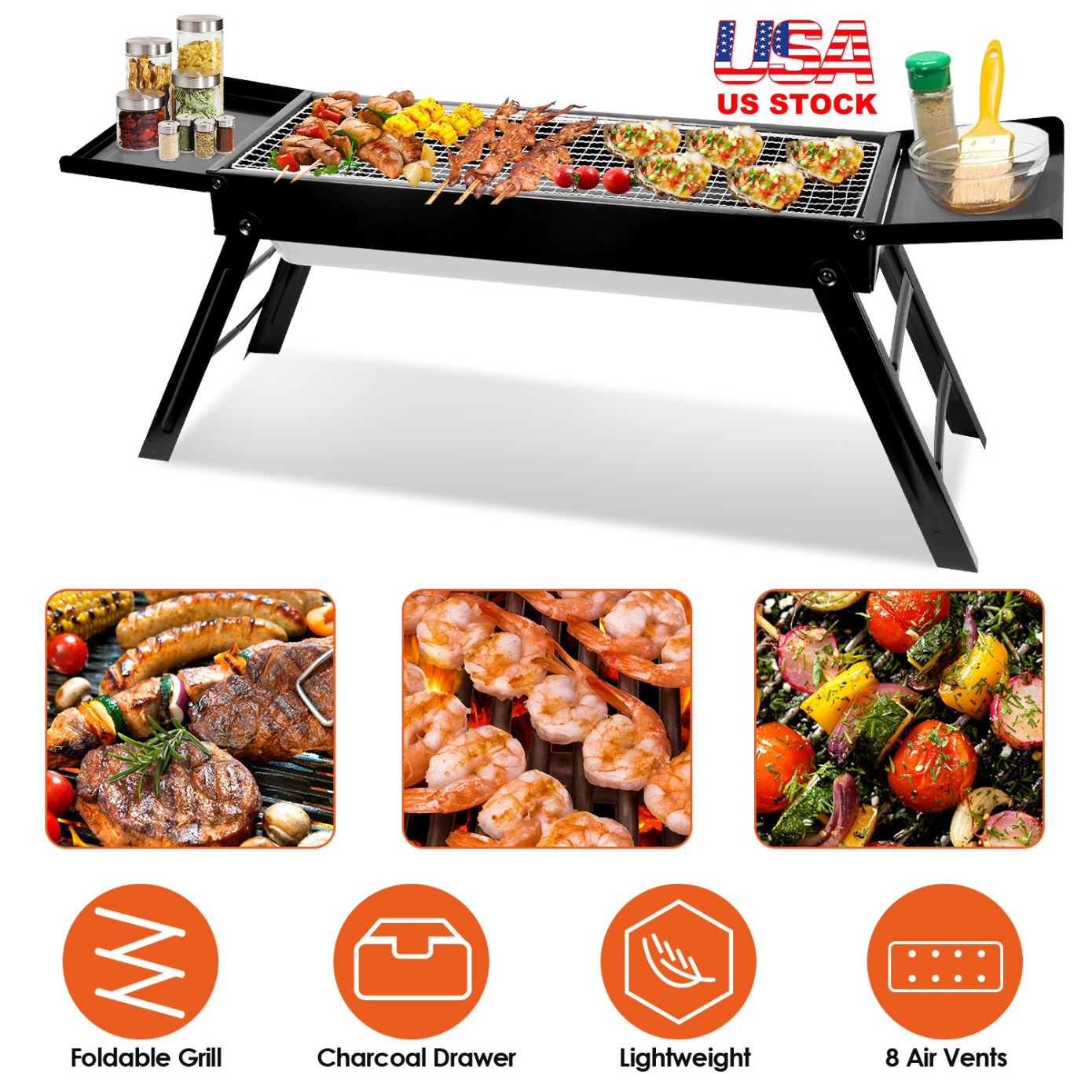Portable BBQ Griddle, Foldable Kabob Barbecue  for Outdoor Hibachi BBQ Lamb Skewer Camping Barbecue Grill in Garden Backyard Party Picnic Travel