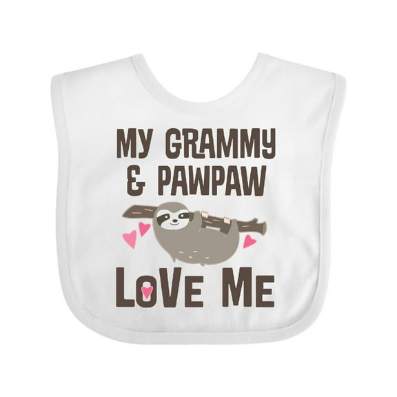 Inktastic Grammy and Pawpaw Sloth Boys or Girls Baby Bib