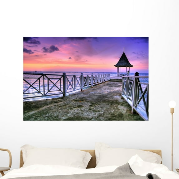 Pier Ocho Rios Jamaica Wall Mural by Wallmonkeys Peel and Stick Graphic (48 in W x 32 in H) WM70894