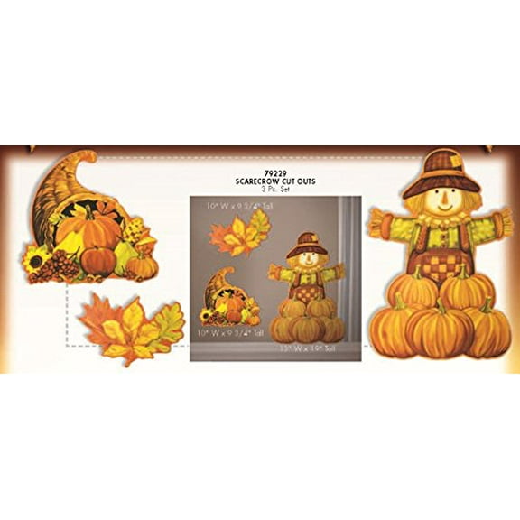 PMU Harvest Scarecrow Cutouts 3/Pkg Pkg/1