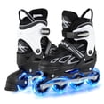 thumbnail image 1 of Babyjoy Patins en Ligne Réglables pour Enfants 7-9 Ans 4 Tailles Patins à Lame Réglables avec Roues Lumineuses Blanc et Noir, 1 of 10