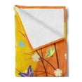 thumbnail image 2 of Feminine Soft Flannel Fleece Blanket, Flowers Butterflies and Silhouette of Girl in Floral Dress Bouquet Fantasy Art, Cozy Plush for Indoor and Outdoor Use, 50" x 70", Orange Black, by Ambesonne, 2 of 5