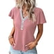 thumbnail image 1 of Tops elegantes con botones de empalme de gofres para mujer, camiseta de manga Feifei de estilo dulce, camisetas rectas informales para mujer 2023, 1 of 5