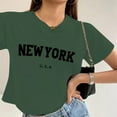 thumbnail image 2 of Tops for Women Trendy Loose V Neck V Neck Workout Top Graphic Tee Thermal Shirt Women Thermal Long Sleeve Ladies Dress Tops Blouses Athletic Shirts Long Sleeve Shirt Warm Tee Shirts for Dark Green S, 2 of 5