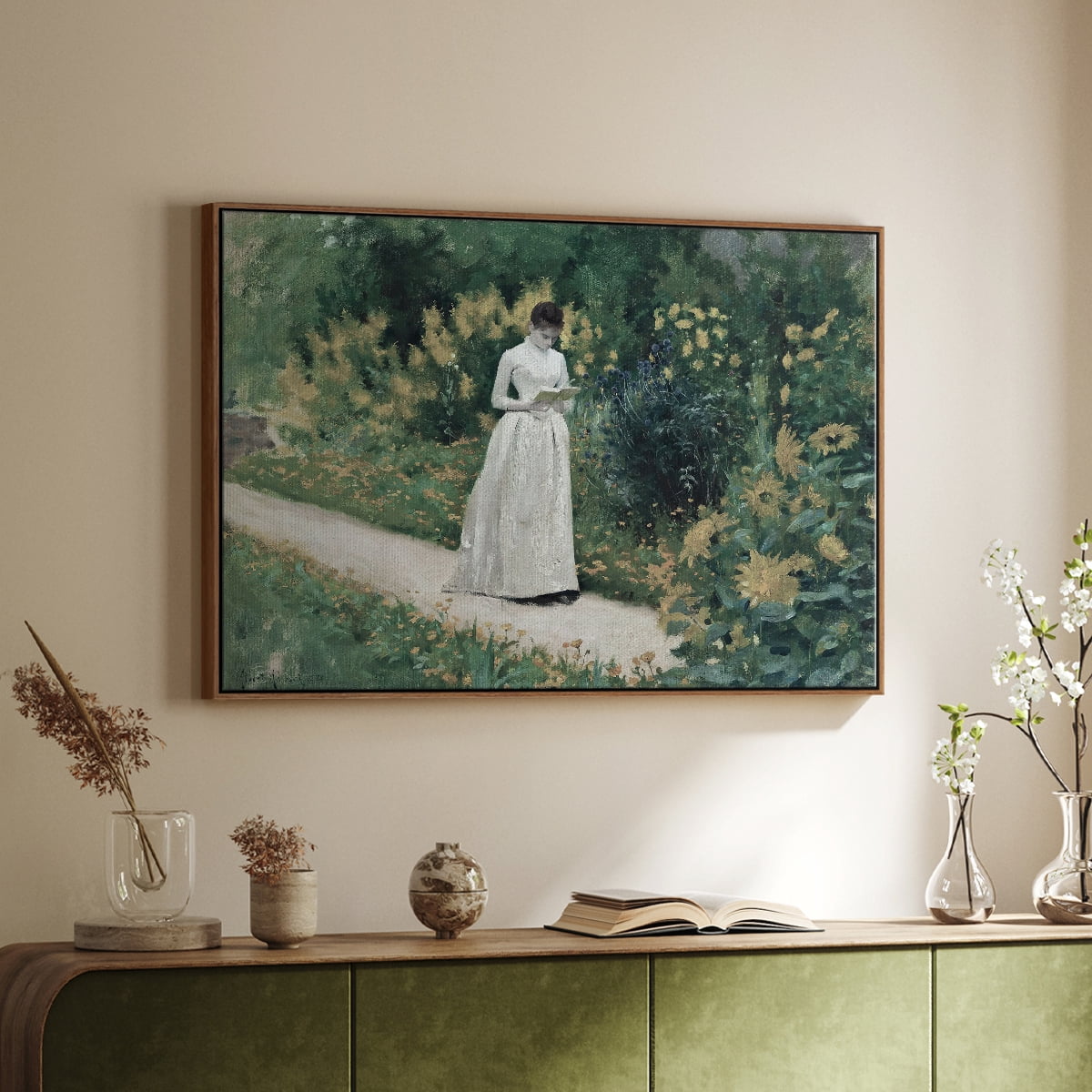 Vintage Botanical Print-LVII By Wexford Home Framed in Walnut Wood Gallery Wrapped Canvas 17 in. x 25 in.