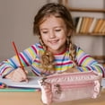 thumbnail image 5 of 1 Pc Pencil Case Large Pencil Bag Zipper Pen Bag Holder Box Pens Pouch Cloth Bag Large Storage Stationery Organizer Bag with Zipper for Work Office Travel, 8.39"x3.94", Pink, 5 of 6