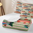 thumbnail image 4 of Manfei Whimsical Trout Quilt Full, Simple Stripe Abstract Full Bedspread Sets, Green Pink Orange, 3-Piece, 1 Coverlet and 2 Pillowcases, 4 of 7