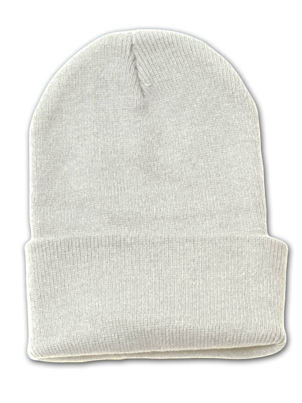Blank Long Cuff Beanie - Ivory White 